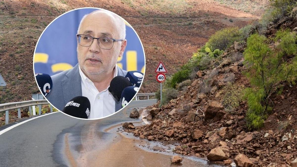 La borrasca Therese provoca inundaciones en viviendas del barrio de Pagador, en Moya, Gran Canaria