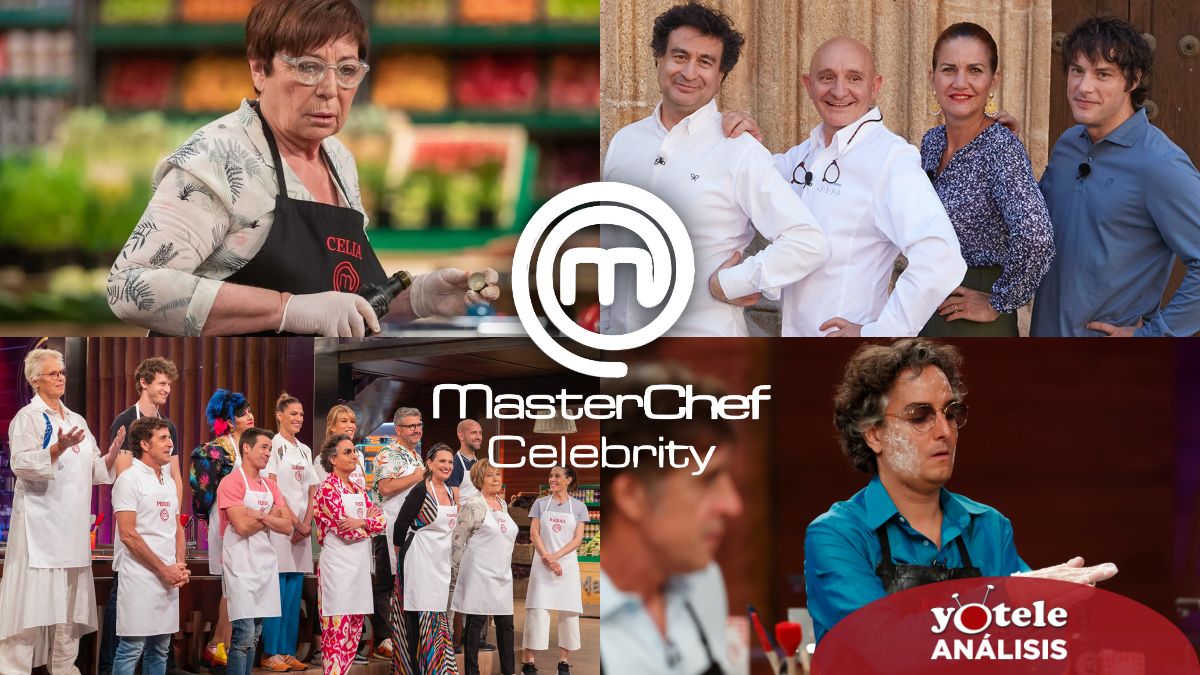 Algunos concursantes y Toño Pérez junto al jurado de 'Masterchef Celebrity 5'