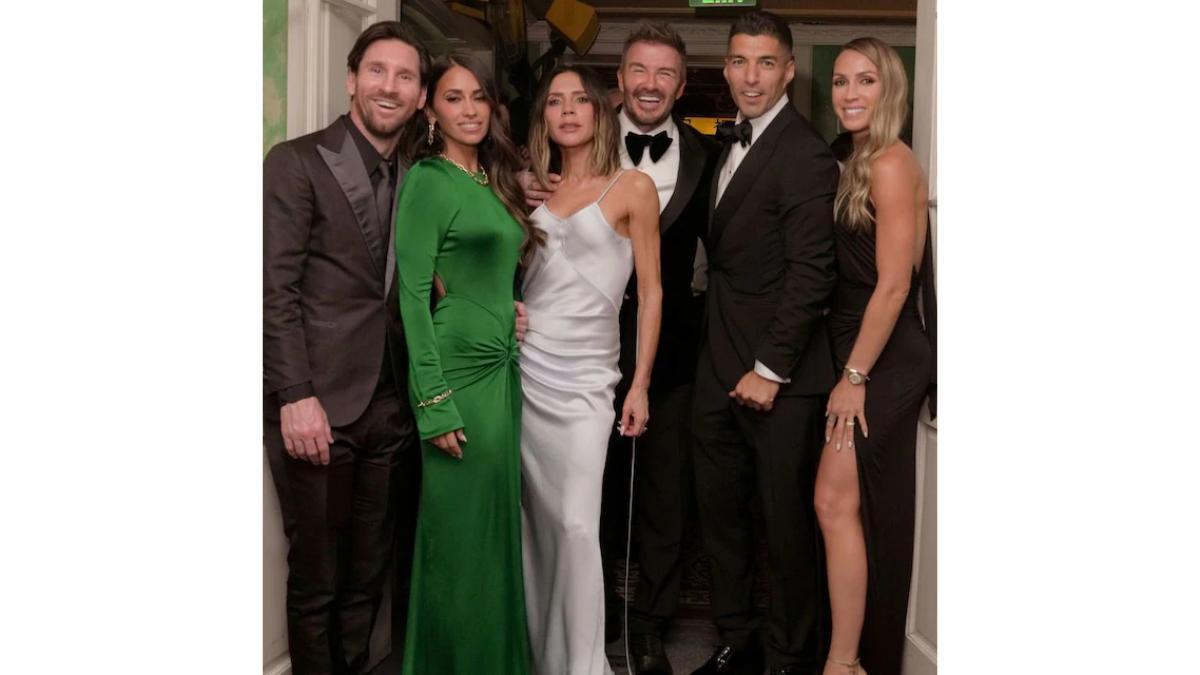 Leo Messi, Antonella Roccuzzo, Victoria Beckham, davidBeckham, Luis Suárez y Sofi Balbi.