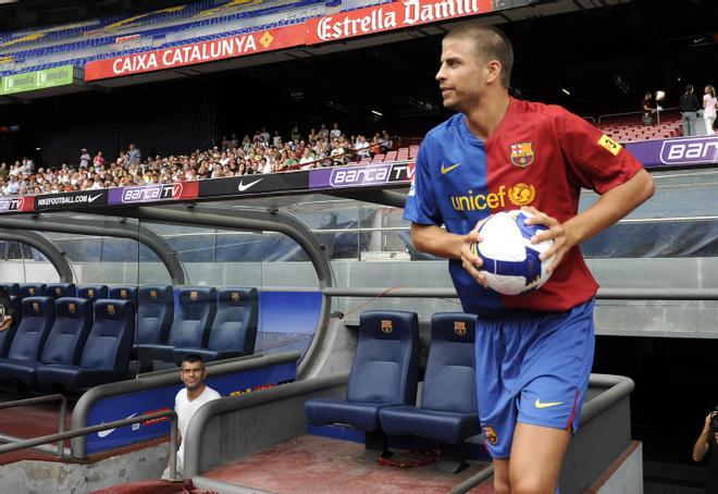 En 2008, en la presentación con el FC Barcelona