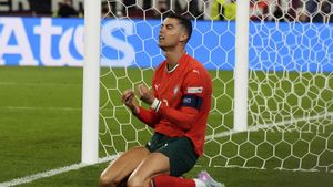 Cristiano Ronaldo lamenta una ocasión fallada en el partido entre Portugal y Alemania
