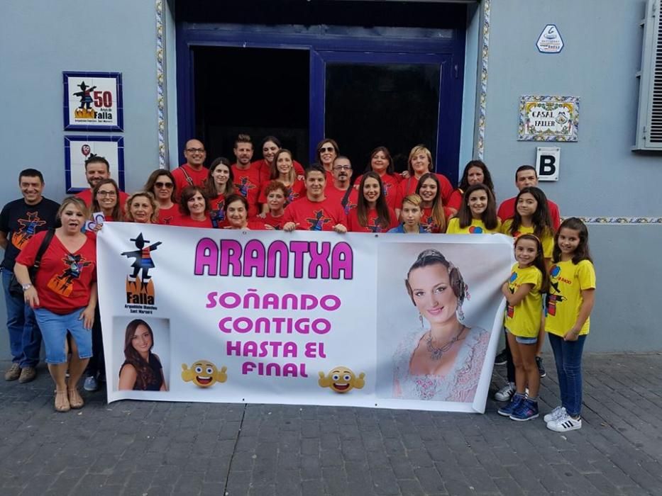 No todas las fallas celebraron el éxito, pero se sintieron orgullosos de sus candidatas. Así lo estaba San Marcelino de «su» Arantxa Martín.