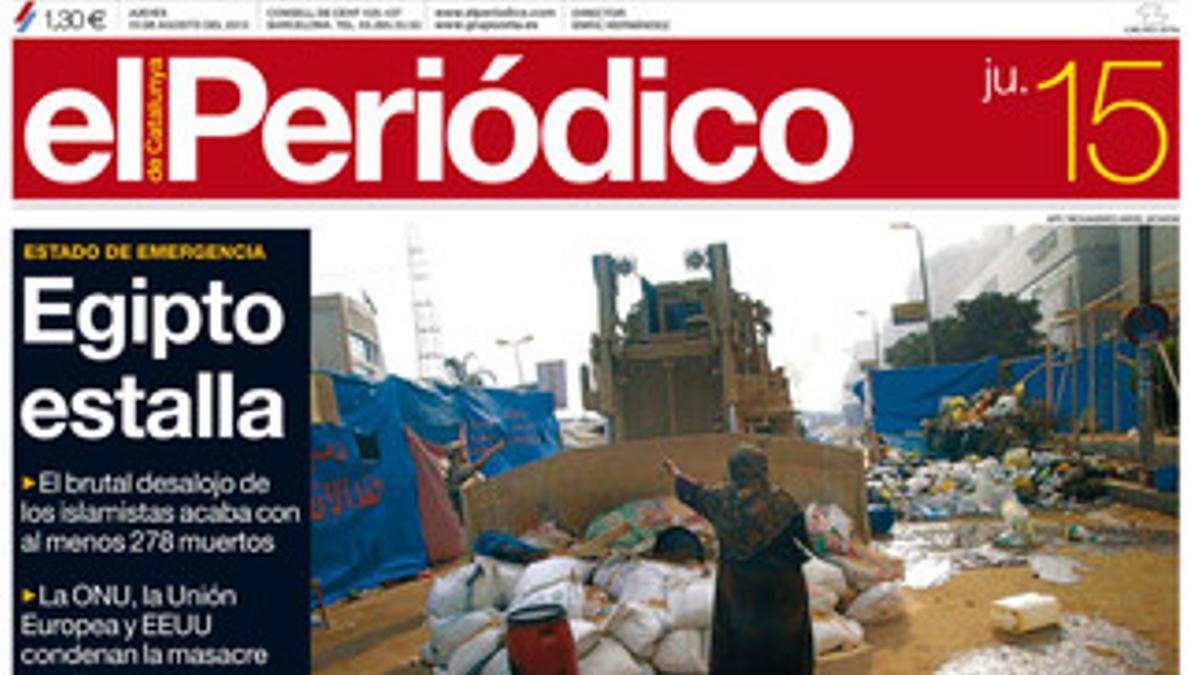 La portada de EL PERIÓDICO del 15 de agosto.