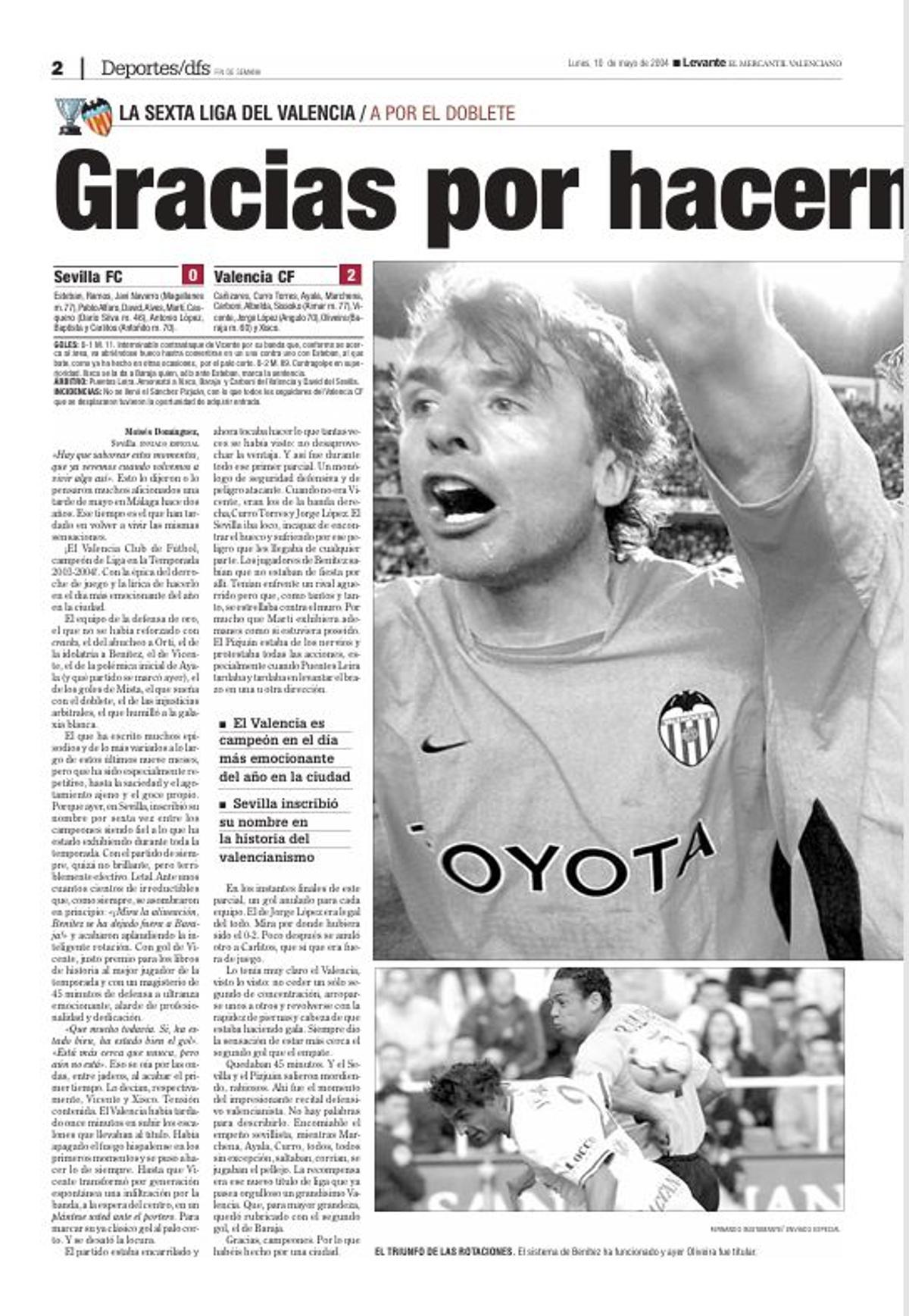 Crónica en Levante-EMV de la conquista de la Liga en Sevilla