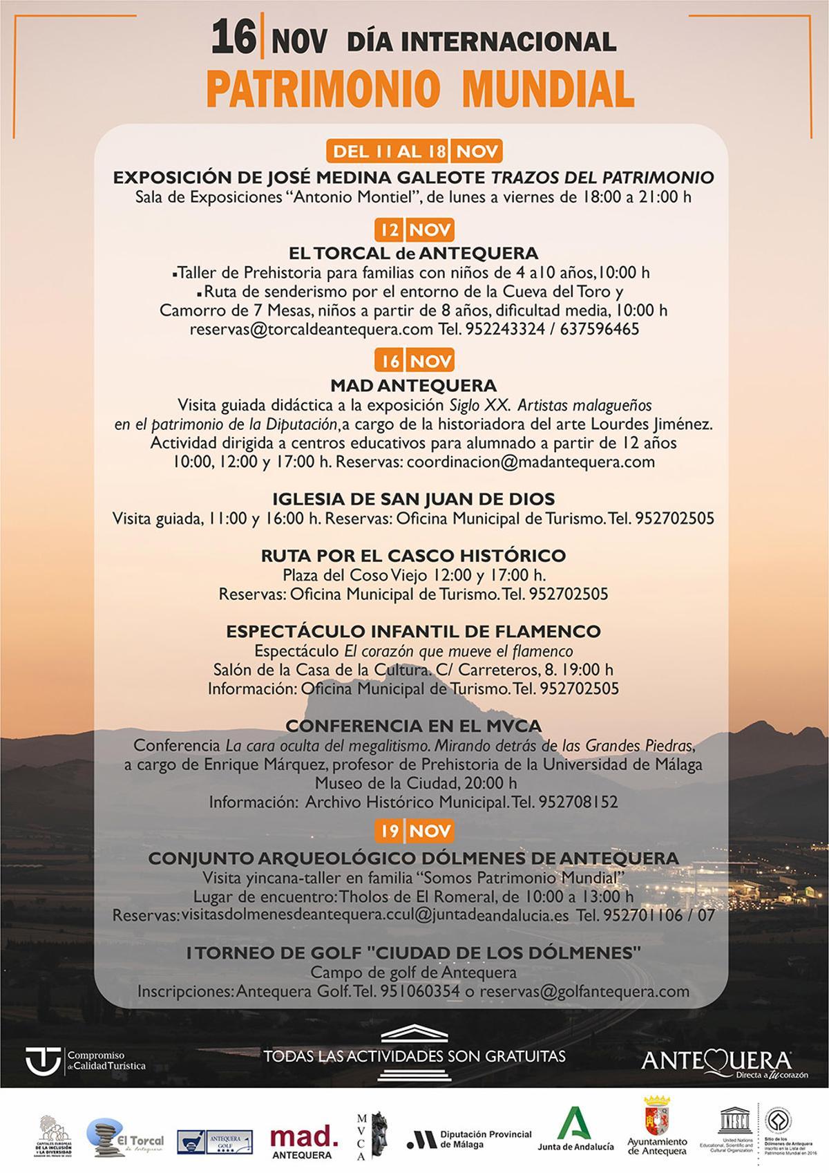 Actividades del Día del Patrimonio en Antequera, que se celebra este próximo 16 de noviemrbe