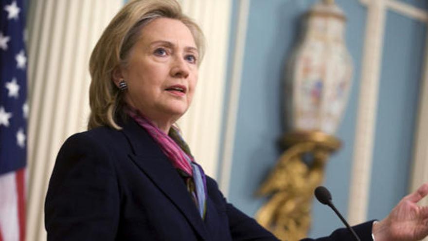 Hillary Clinton, durante la rueda de prensa.