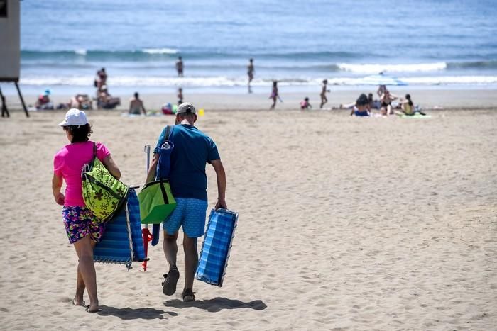 Ambiente de Playa del Inglés en plena fase 2