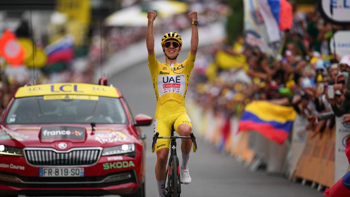 Pogacar celebra su cuarta victoria de etapa en el Tour de Francia 2024
