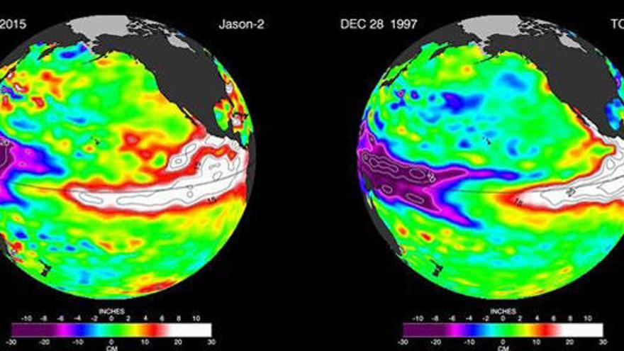 Comparativa de El Niño en 2015 y 1997.