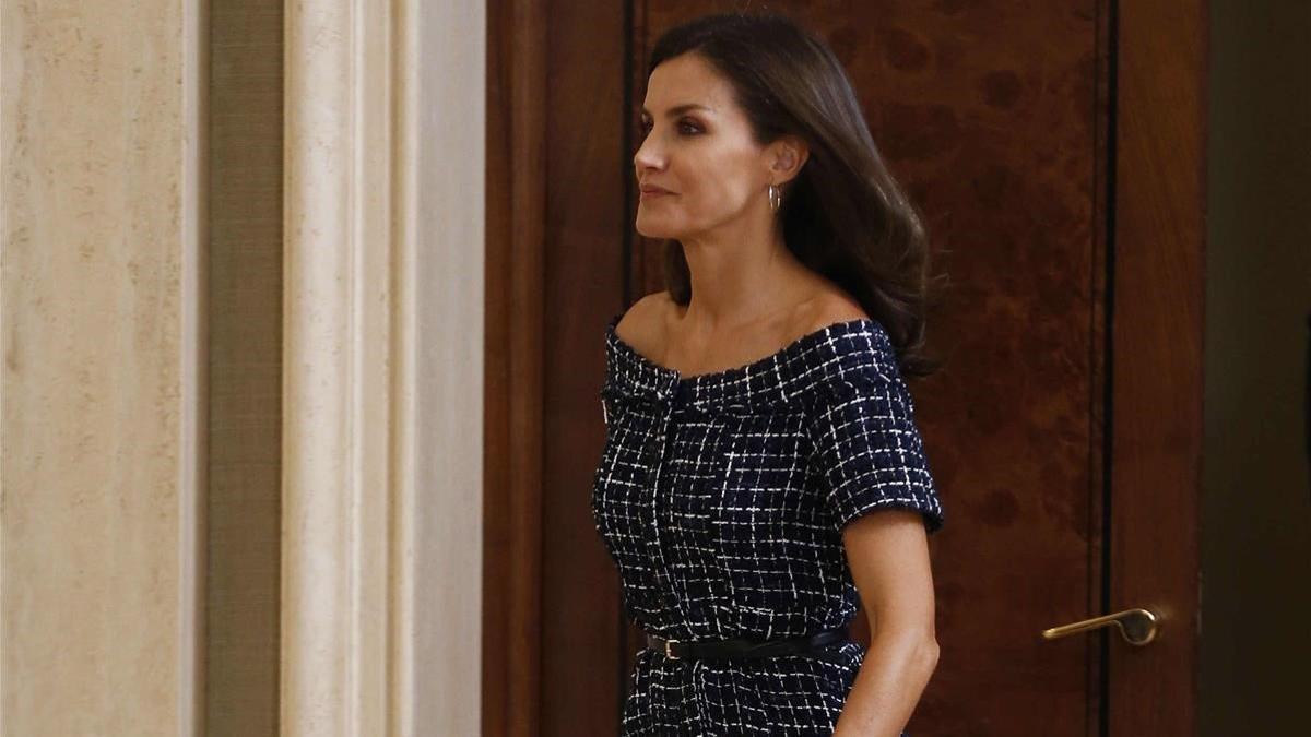 La reina Letizia, en el Palacio de la Zarzuela, este lunes