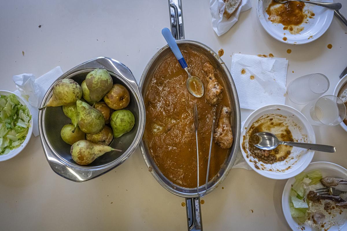Comida en un comedor escolar en Barcelona.