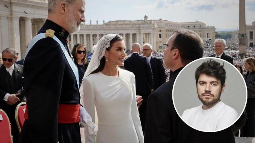 El diseñador extremeño Jorge Redondo se corona y viste a la reina Letizia para la misa del Papa en el Vaticano