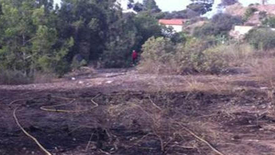 Zona afectada por el incendio ocurrido ayer en Santa Brígida.