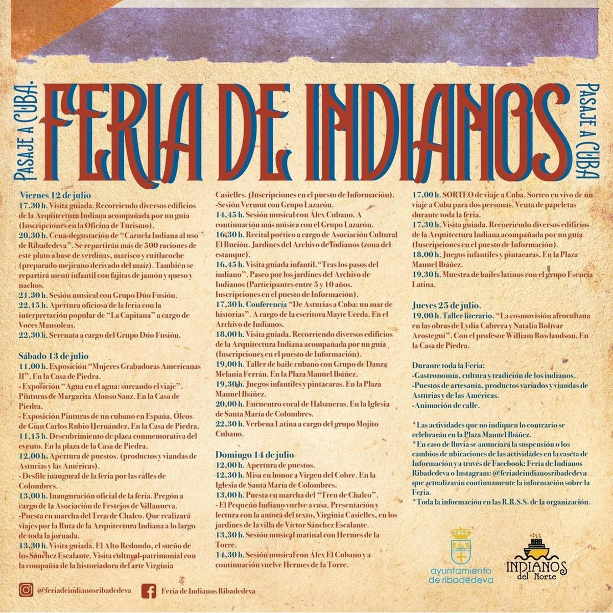 Programa de la Feria de Indianos.