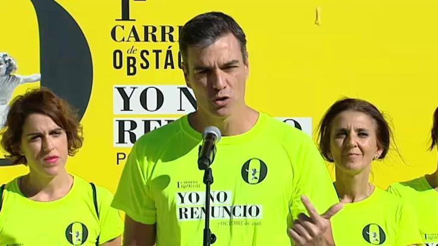 Sánchez participa en una carrera de obstáculos por la conciliación familiar y laboral