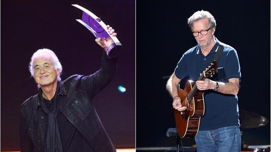 Los guitarristas Jimmy Page y Eric Clapton.