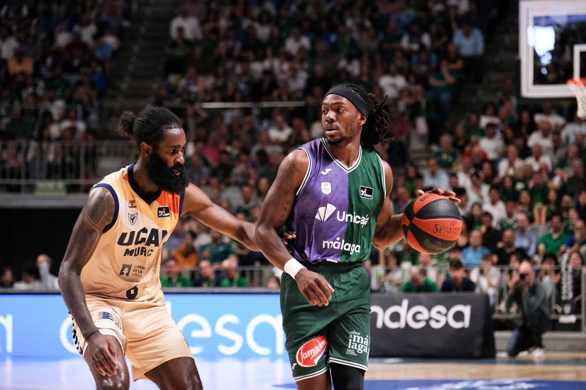 Una imagen del encuentro de la Liga Endesa entre el Unicaja y el UCAM Murcia.