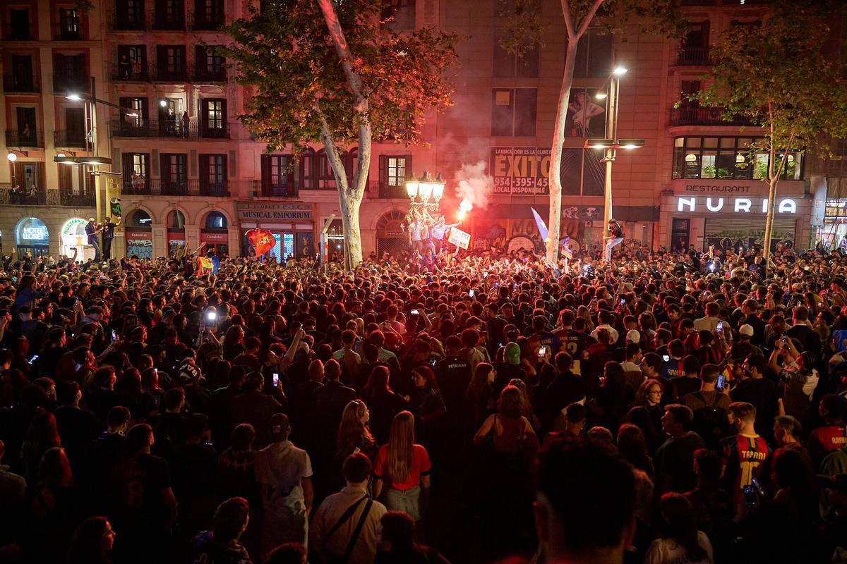 Así fue la celebración azulgrana en Canaletes