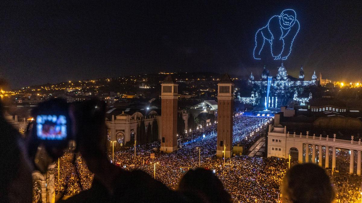 Así fue la fiesta de drones en Barcelona