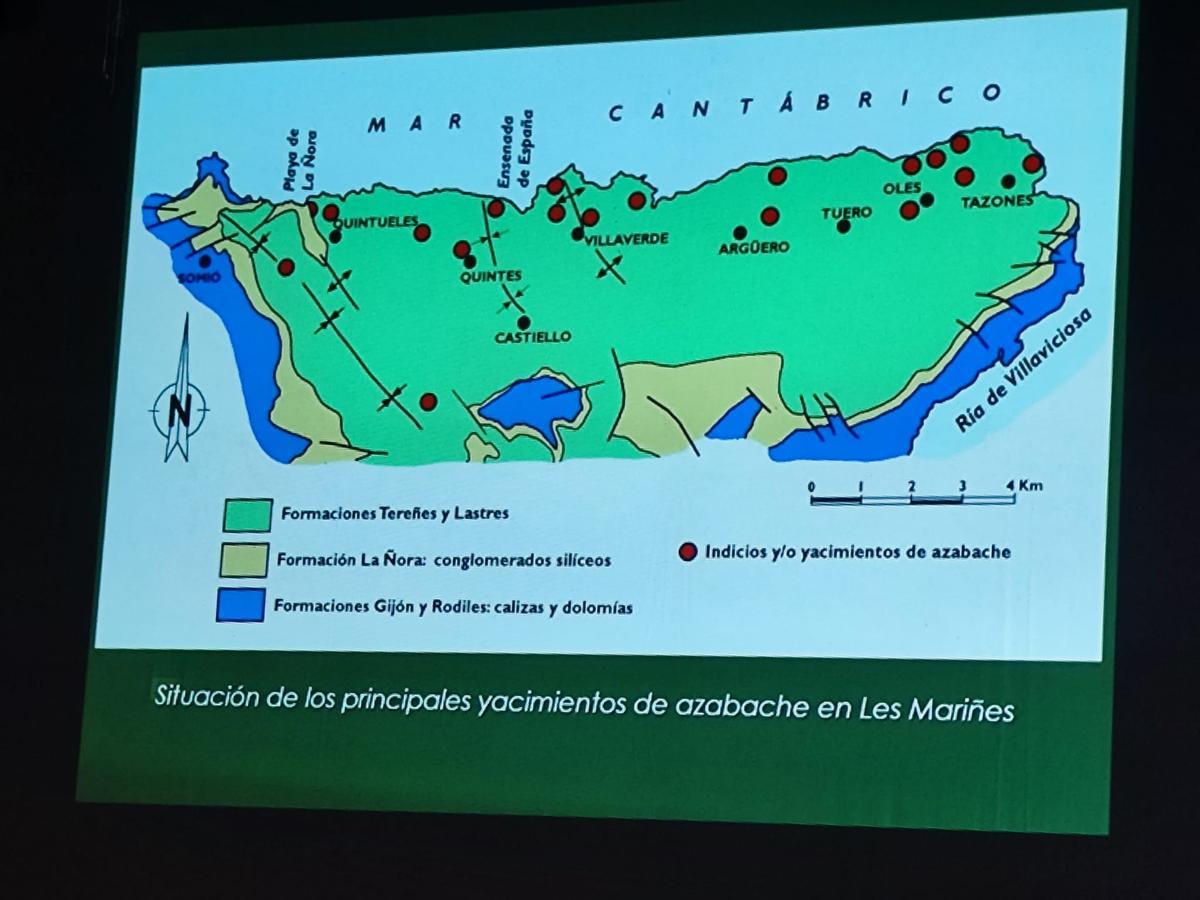 Infografía de dónde estarían los principales yacimientos de azabache en Les Mariñes.