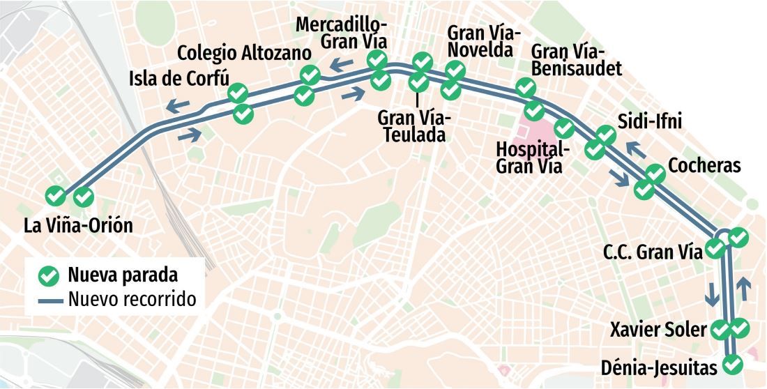 Nueva línea 14. Circular diaria por Gran Vía