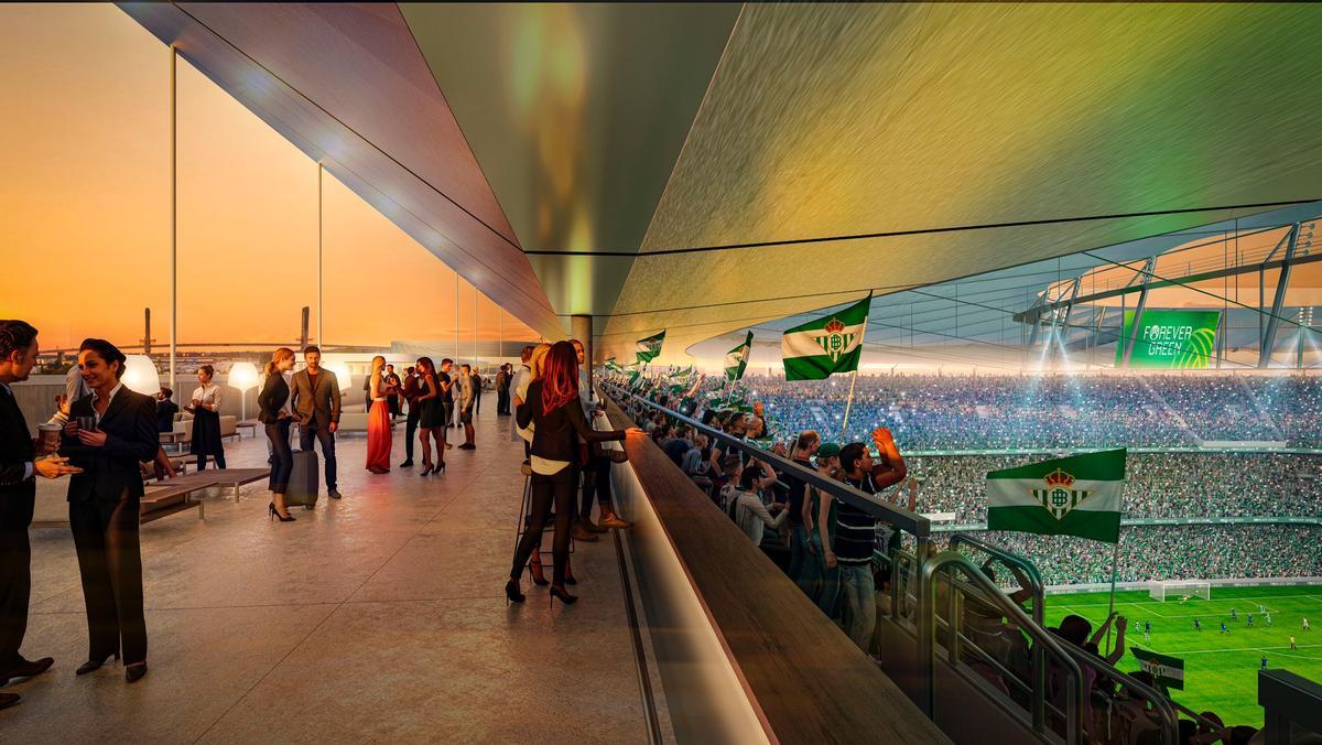 Terraza de la Preferencia del nuevo Benito Villamarín, estadio del Real Betis