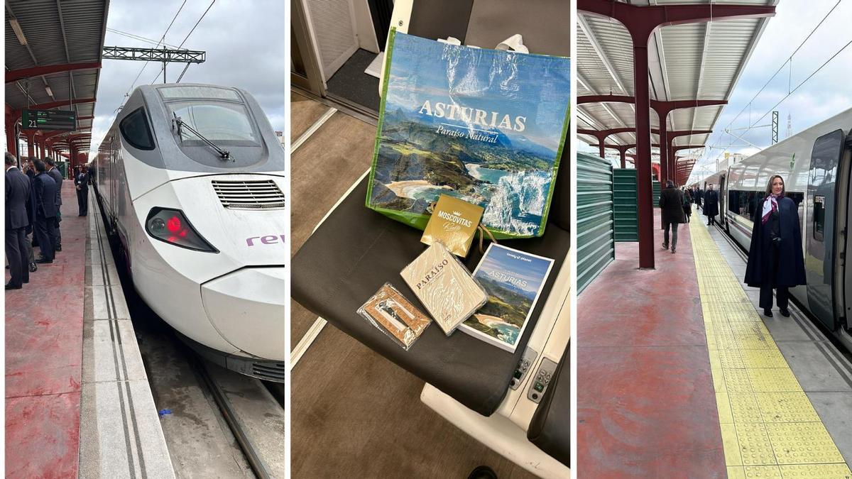 Moscovitas, una guía de Asturias, la libreta del paraíso y un llavero: el detalle para los pasajeros del primer viaje en AVE desde Madrid