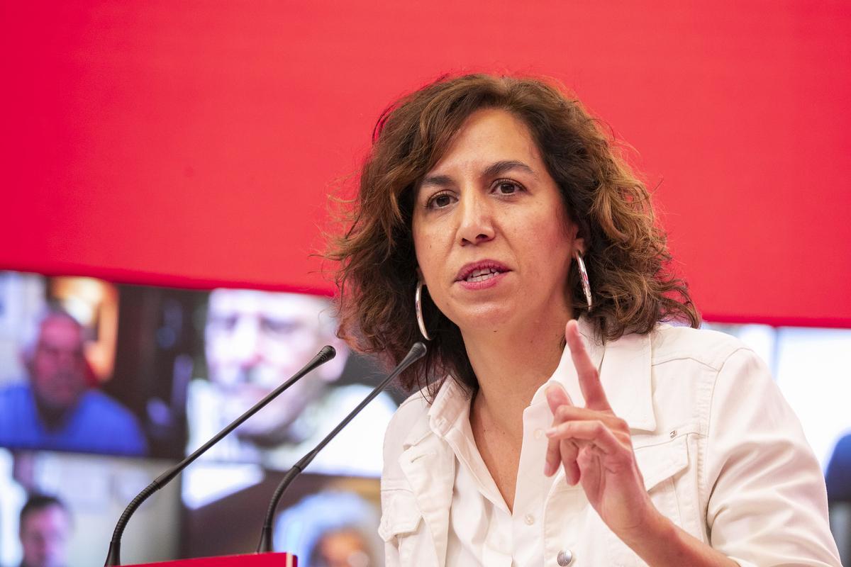 Irene Lozano, número cinco de la candidatura socialista en las elecciones del 4-M y expresidenta del Consejo Superior de Deportes (CSD), el pasado 18 de abril de 2021 en Ferraz.