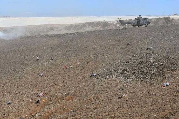 10/04/2019 SAN BARTOLOME DETIRAJANA. Simulacro accidente aéreo del Ejercito del Aire.  Fotógrafa: YAIZA SOCORRO.  | 10/04/2019 | Fotógrafo: Yaiza Socorro