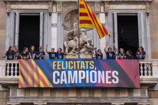 Celebración de la Champions del Barcelona en la plaça Sant Jaume