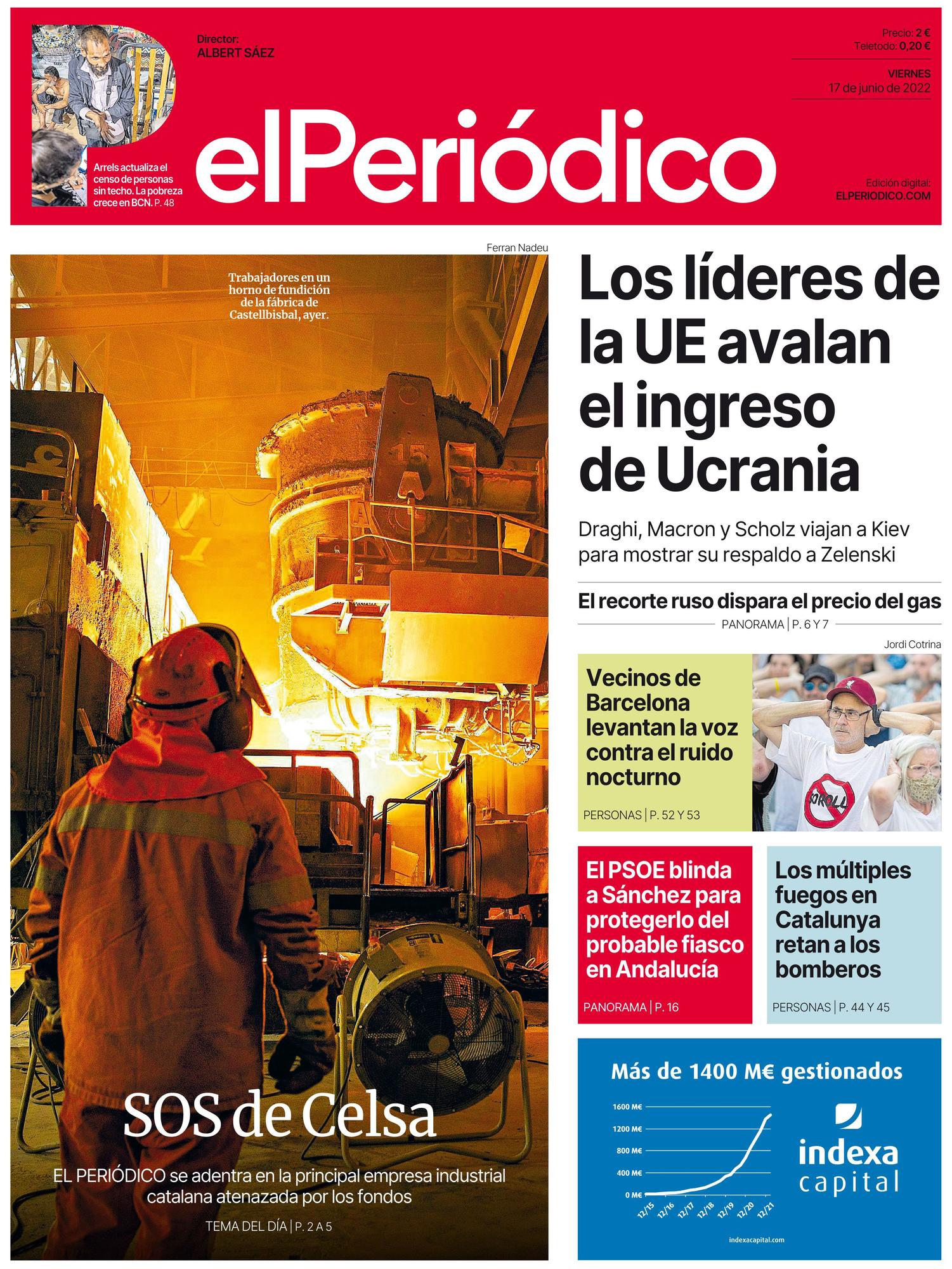 La portada de EL PERIÓDICO del 17 de junio de 2022