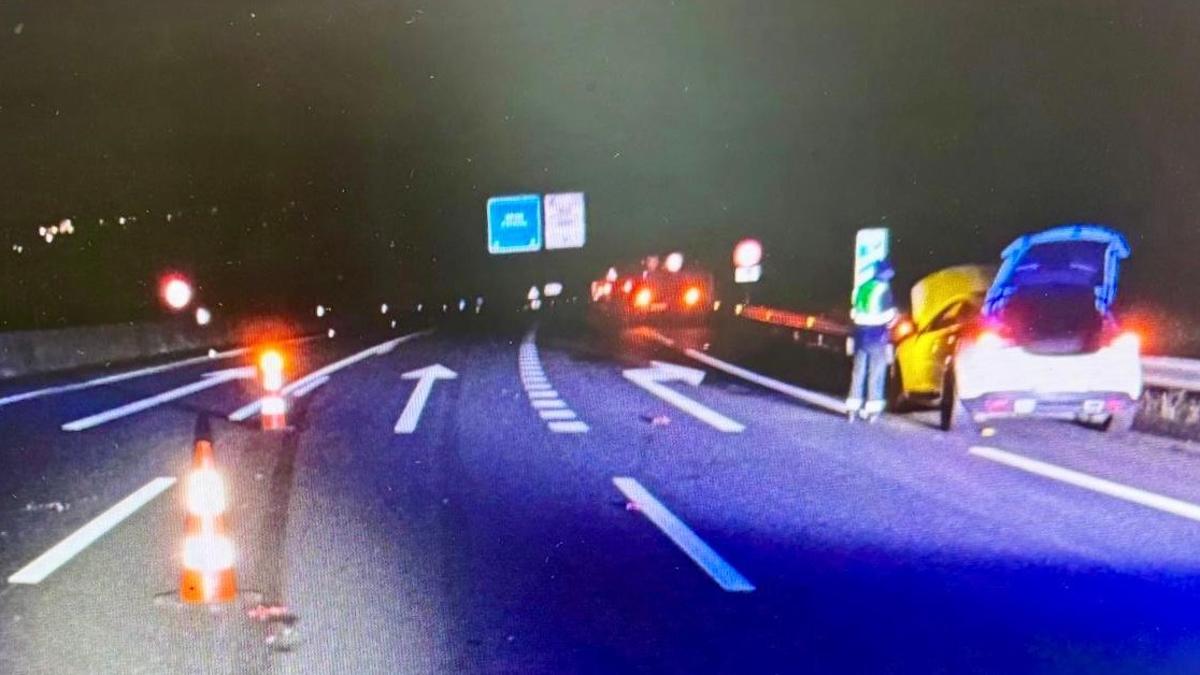 Zona donde se produjo el accidente contra un jabalí.