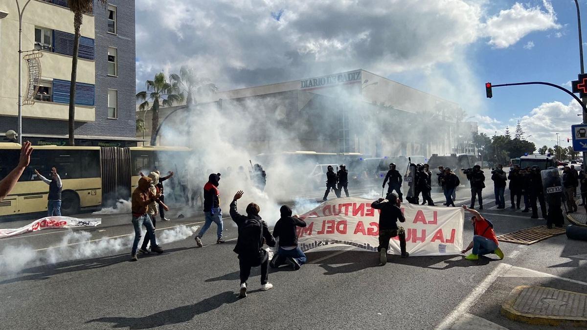 Protestas en la huelga del metal en Cádiz.
