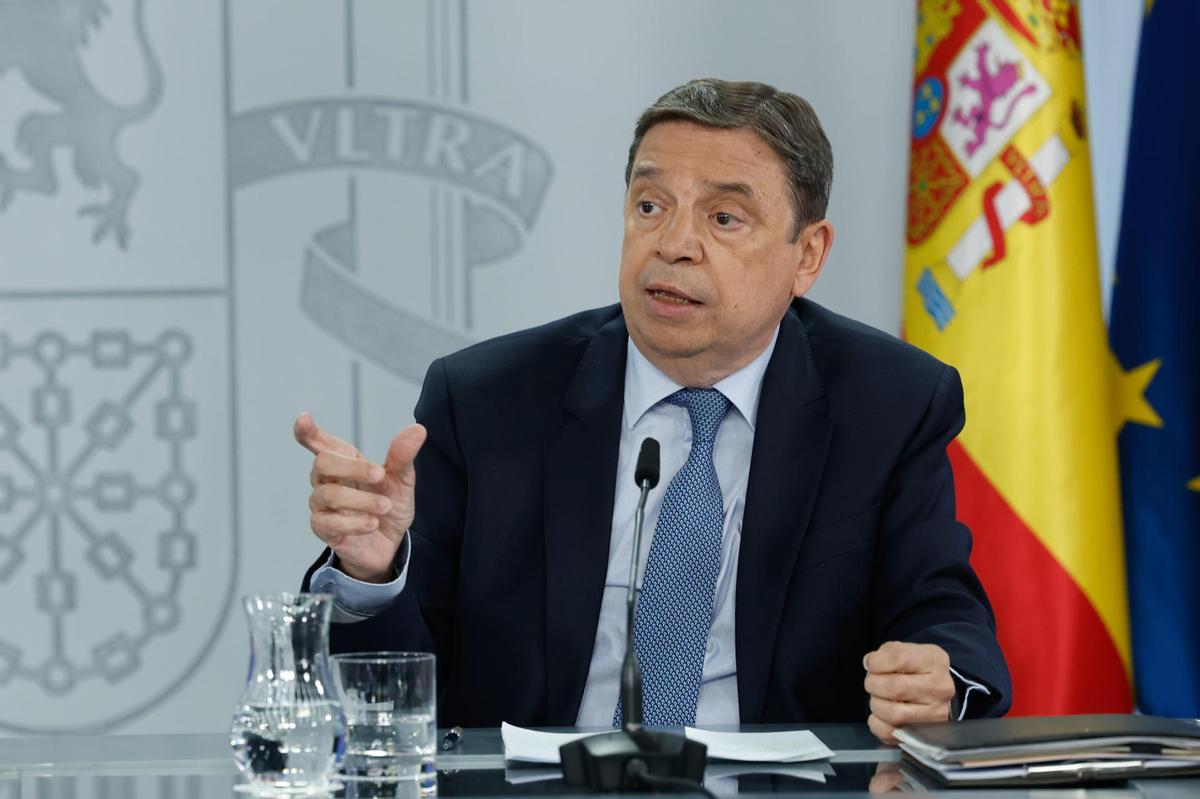 El ministro de Agricultura, Pesca y Alimentación, Luis Planas, durante la rueda de prensa posterior al Consejo de Ministros, este martes en Moncloa. El ministro de Agricultura, Pesca y Alimentación, Luis Planas, durante la rueda de prensa posterior al Consejo de Ministros, este martes en Moncloa.