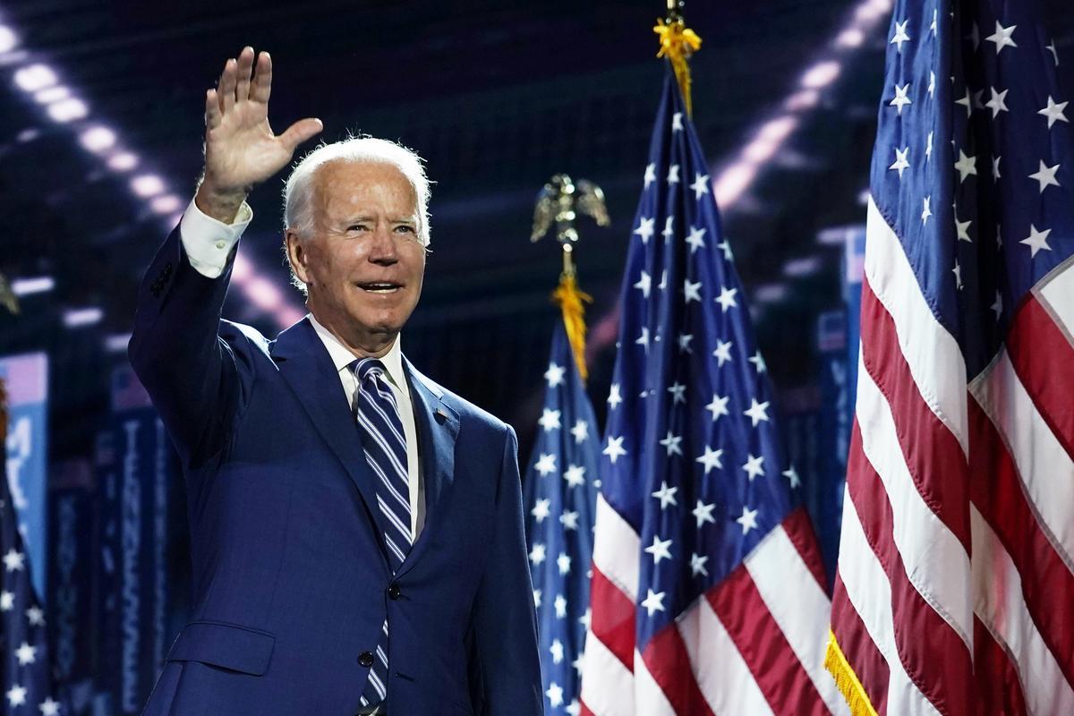 Joa Biden, en la convención del Partido Demócrata, celebrada en agosto en el Chase Center in Wilmington, tras ser nominado candidato a la presidencia de EEUU.