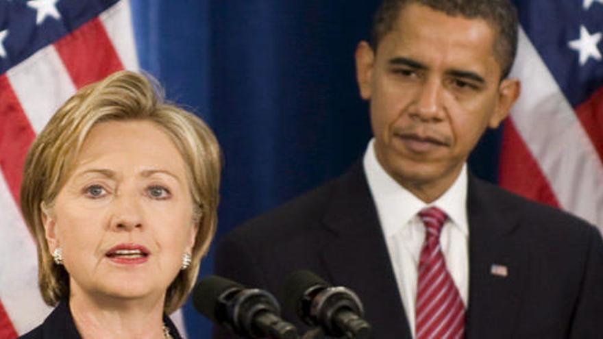 Hillary Clinton con Barack Obama.