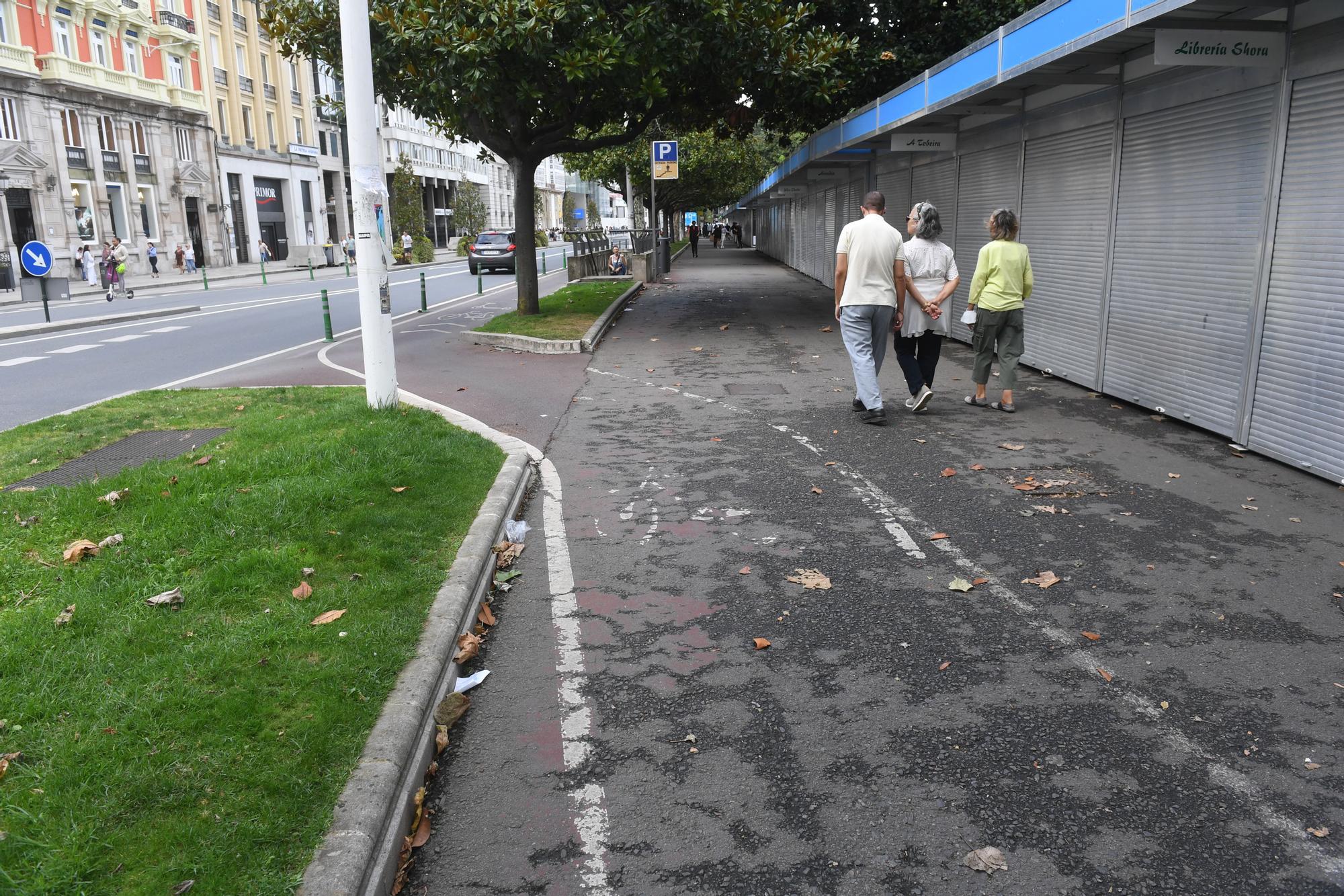 Mal estado del carril bici en los jardines de Méndez Núñez