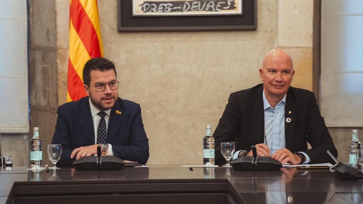 Aragonès y Mascort, durante la última Comisión Interdepartamental de la Sequía (CIS), esta semana.