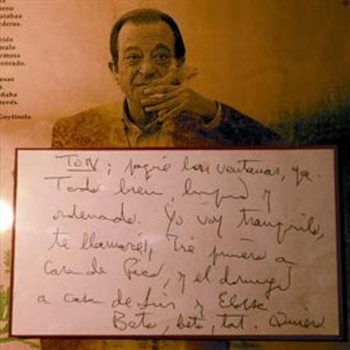 Nota manuscrita de José Agustín Goytisolo el dia de la seva mort, el 19 de març de 1999. Nota manuscrita de José Agustín Goytisolo el dia de la seva mort, el 19 de març de 1999.
