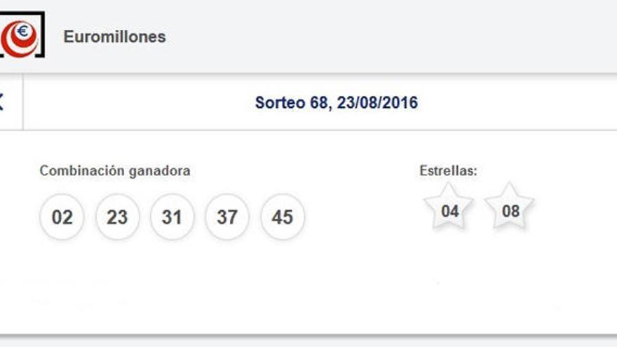 Euromillones: resultados del sorteo del martes 23 de agosto del 2016