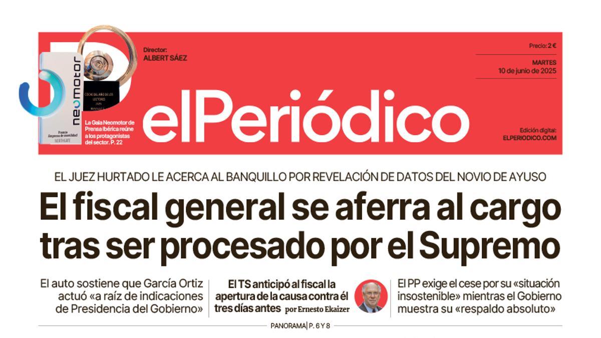 La portada de EL PERIÓDICO del 10 de junio de 2025