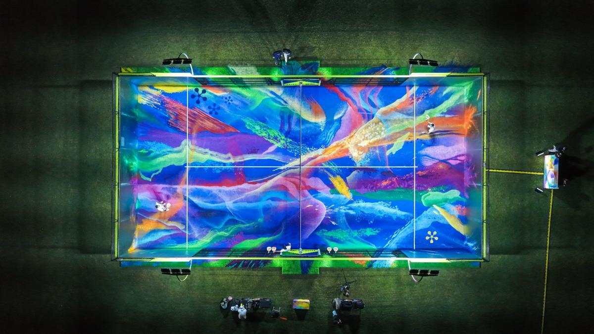 Impresionante aspecto de la pista en la que se jugó un partido en su presentación