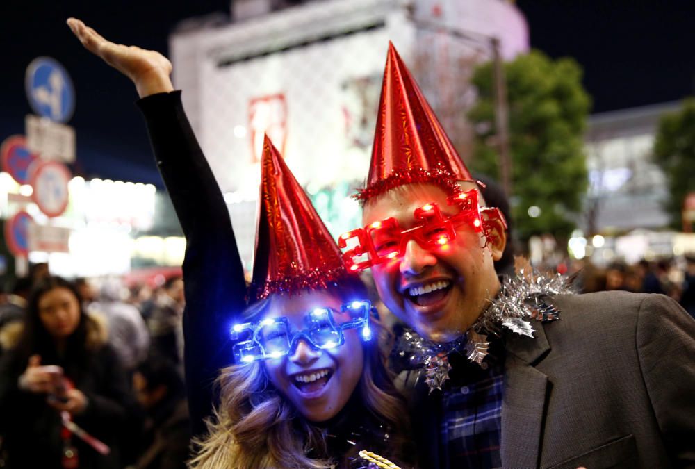 Celebración de Año Nuevo en Tokio, Japón.