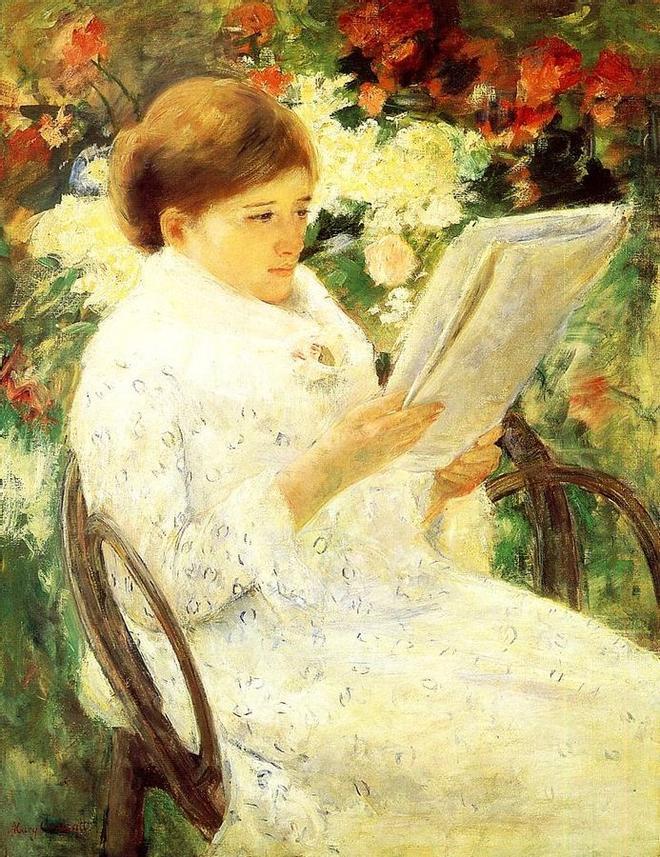 Mujer leyendo en el jardín, de Mary Cassat.