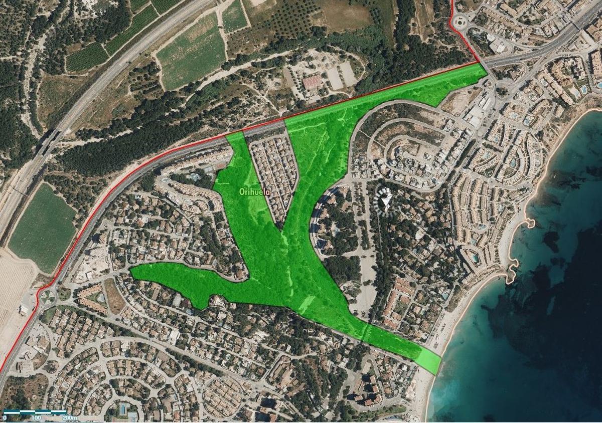 En color verde la zona de ampliación propuesta para el ámbito del PORN en torno al tramo final del río Nacimiento