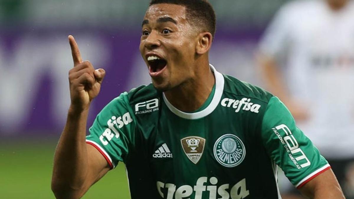 Gabriel Jesús celebrando uno de sus goles con el Palmeiras