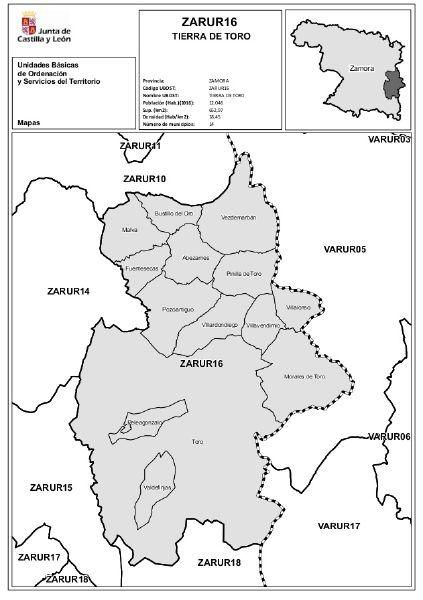 Mapa de las ubost en Zamora