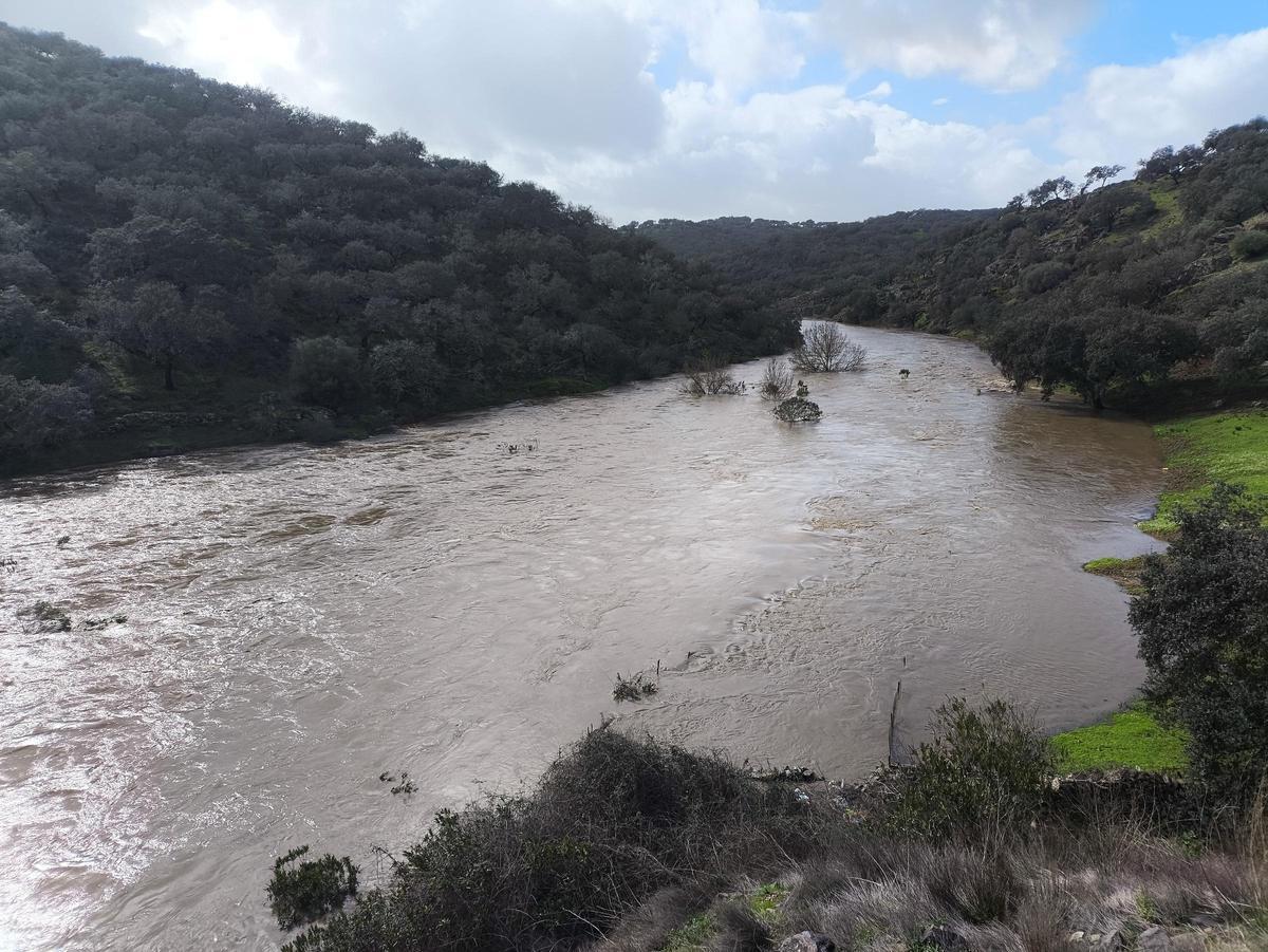 Imagen del río Alcarrache, hace unas semanas, en pleno tren de borrascas.