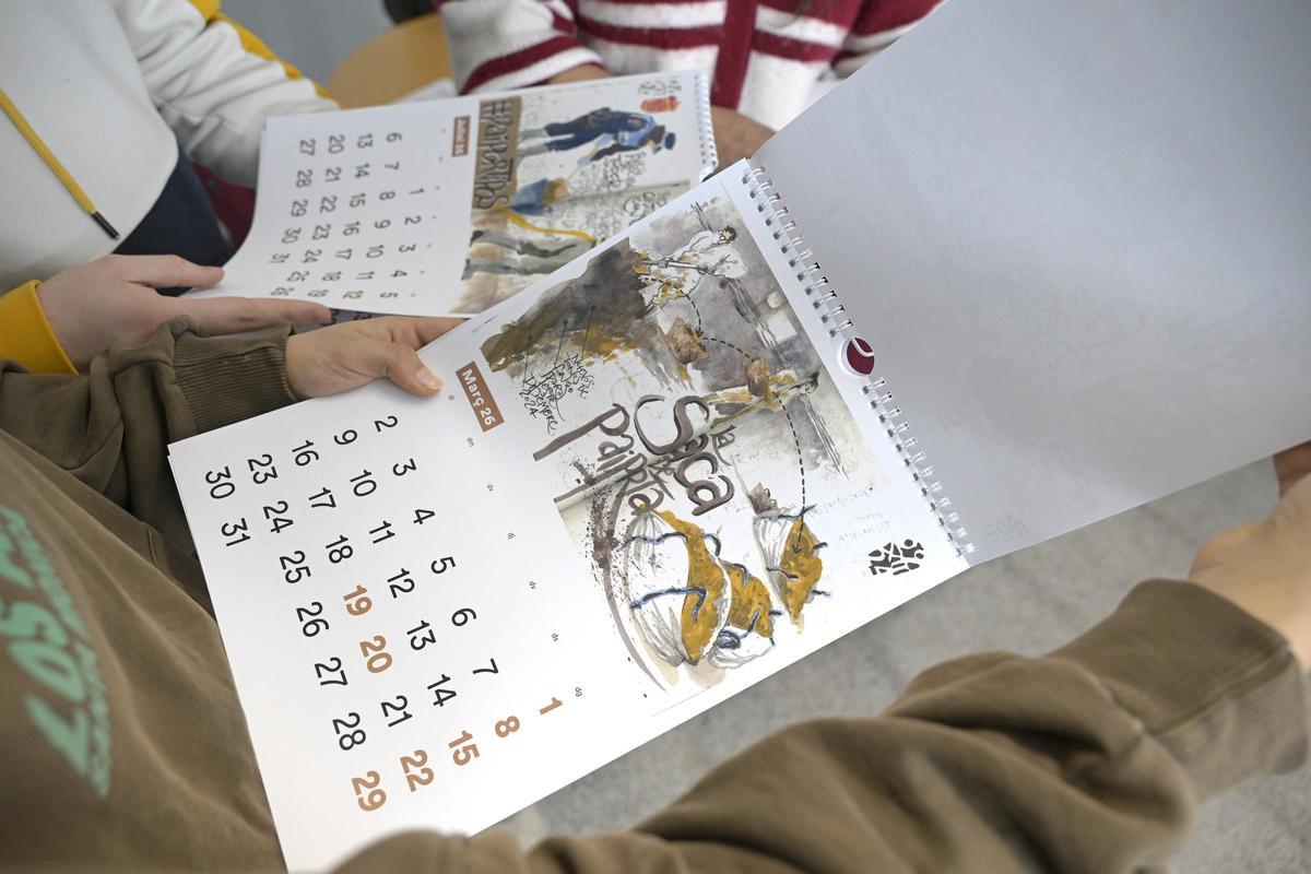 El calendario incorpora las ilustraciones creadas por el artista Alfredo Ugarte Gondra para el libro.