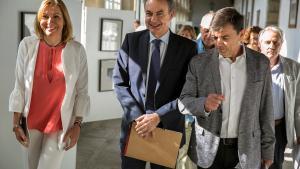 José Luis Rodríguez Zapatero junto al rector de la Universidad Complutense de Madrid, Carlos Andradas en los cursos de verano de El Escorial.